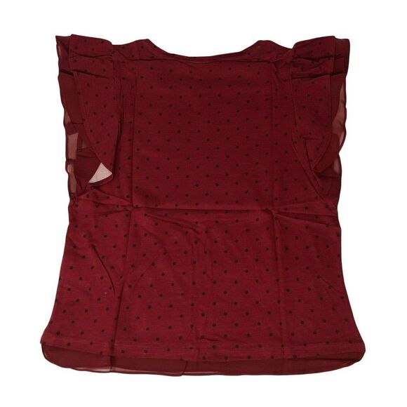 Style & Co Dot-Print Flutter-Sleeve Top Coral Dot M - Picture 2 of 3